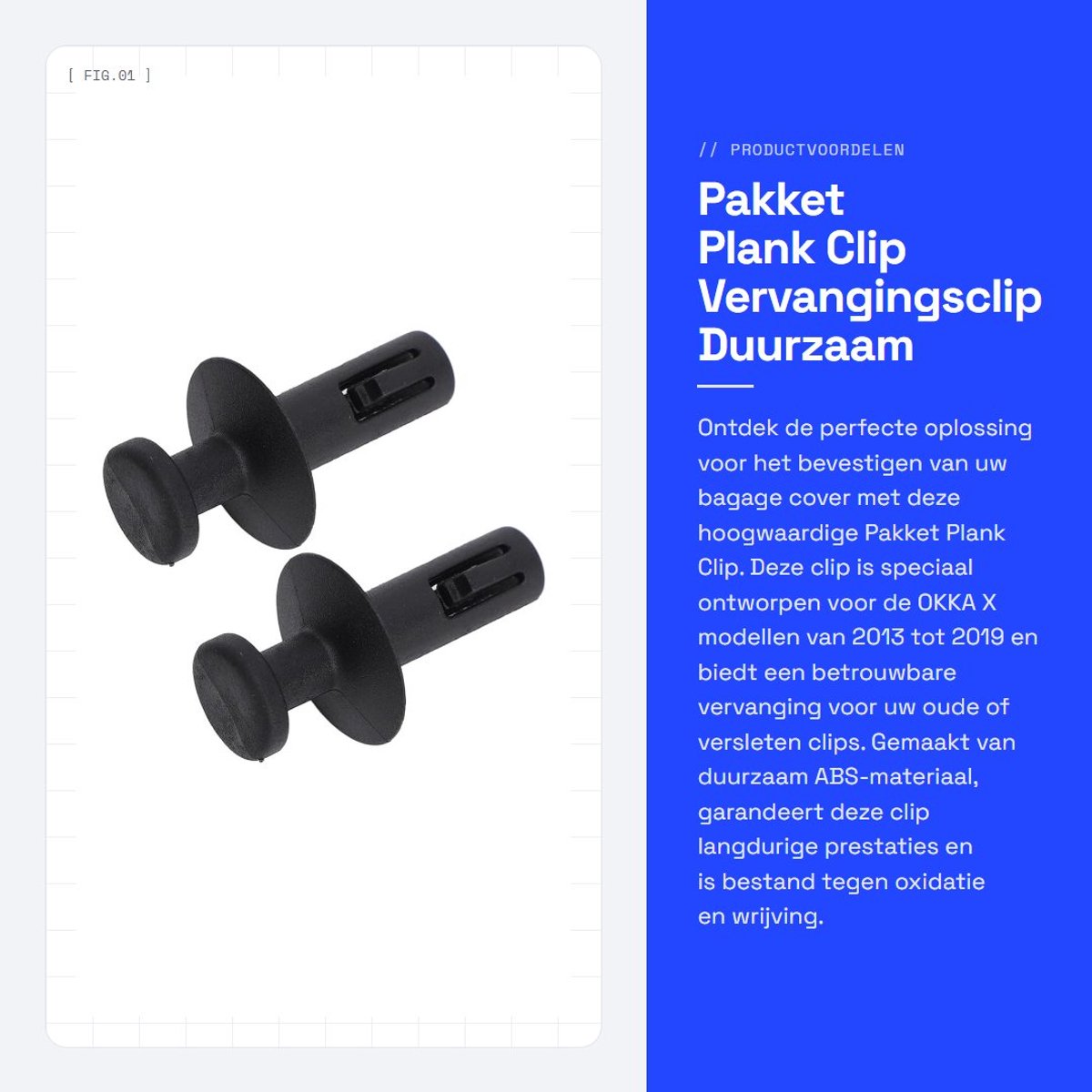 Dailygoods- Plank Clip - 2 Stuks - Compatibel met Mokka/Mokka X 2013-2019 - ABS-Materiaal - Oxidatie- en Wrijvingsbestendig - Eenvoudige Installatie - Auto Clip