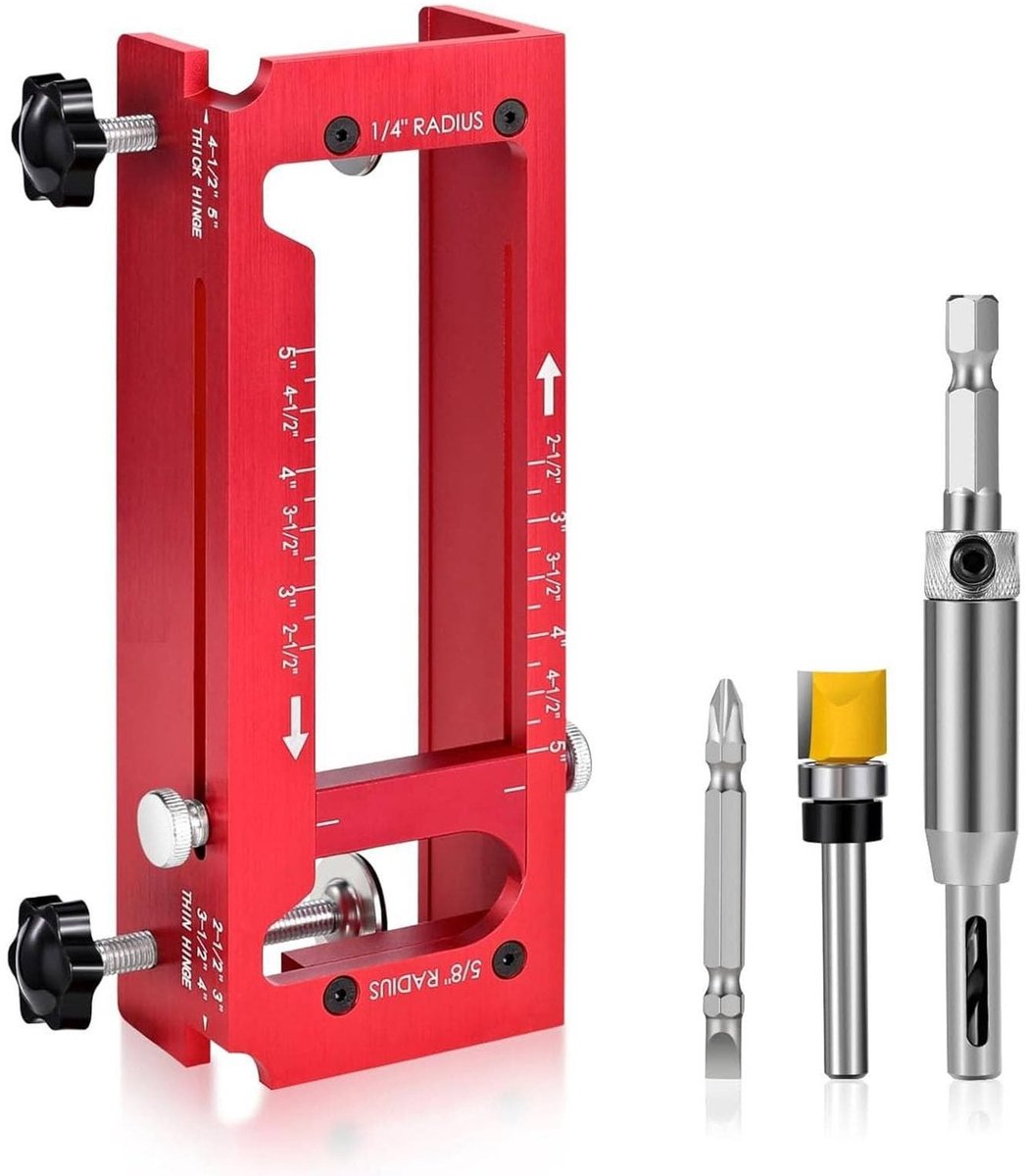 Dailygoods- Deurscharnier Montagemal - Verstelbare Freesmal - Aluminiumlegering - Scharnierbit - Dubbelzijdige Driverbit - Geschikt voor Deuren - Scharniermal