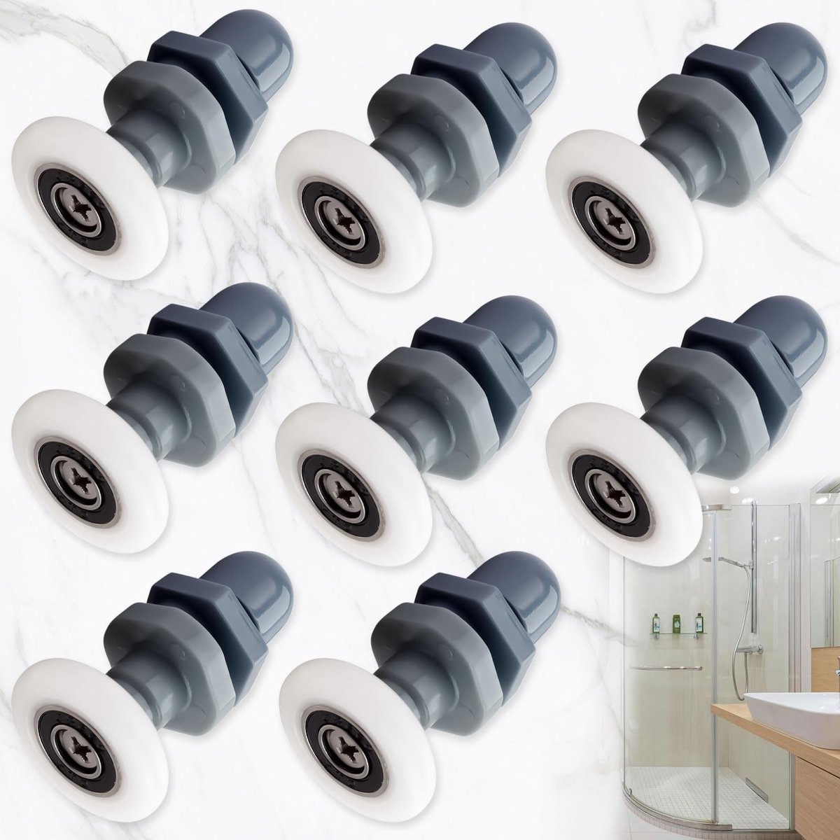 Dailygoods- Wieltjes Douchedeur 25 Mm - 8 Stuks - Slijtvast - Duurzaam - Flexibele Beweging - Roestbestendig Deksel - Douchedeurrollen