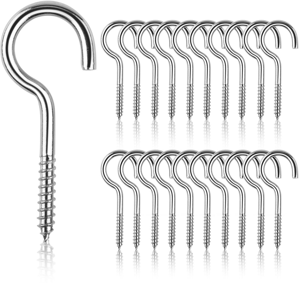 Omgoods - Set van 20 RVS Schroefhaken M5 x 65 mm