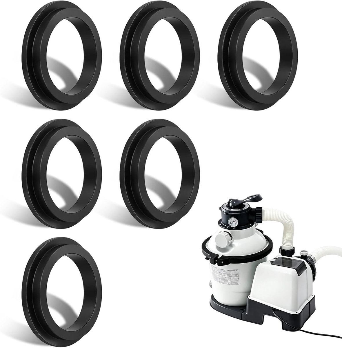 Set van 6 O-Ringen Vervangingsonderdelen voor Zandfilterpomp - Rubberafdichtingen voor Zwembadpomp Motor 26323CA 26331EH - Duurzame Afdichtingskit voor Efficiënte Waterfiltratie en Onderhoud