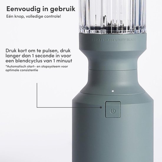 Krachtige Blender - Smoothie Maker - Gezonde Drankjes Maken - Automatische Mixcyclus - 785 ml - Mistgrijs — afbeelding 4
