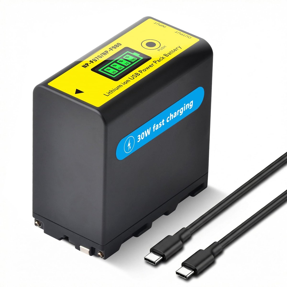 Omgoods - 30W 9000mAh NP-F Batterij voor Camcorders en LED Lampen