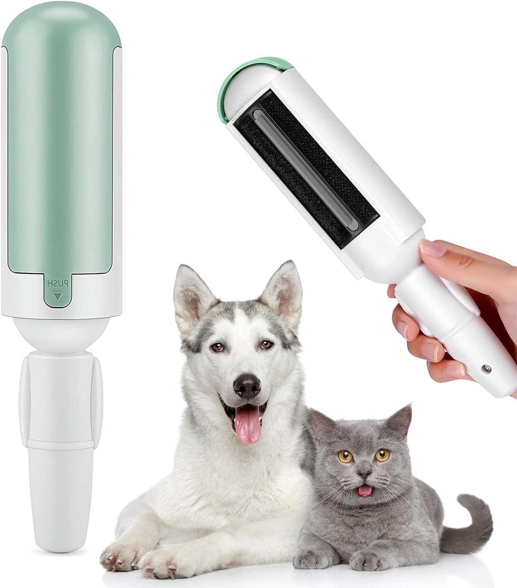 Wasbare Pluisroller - Dierenhaarverwijderaar - Meubels Schoonmaken - Herbruikbaar Zonder Tape - 12 cm Hoog - Groen