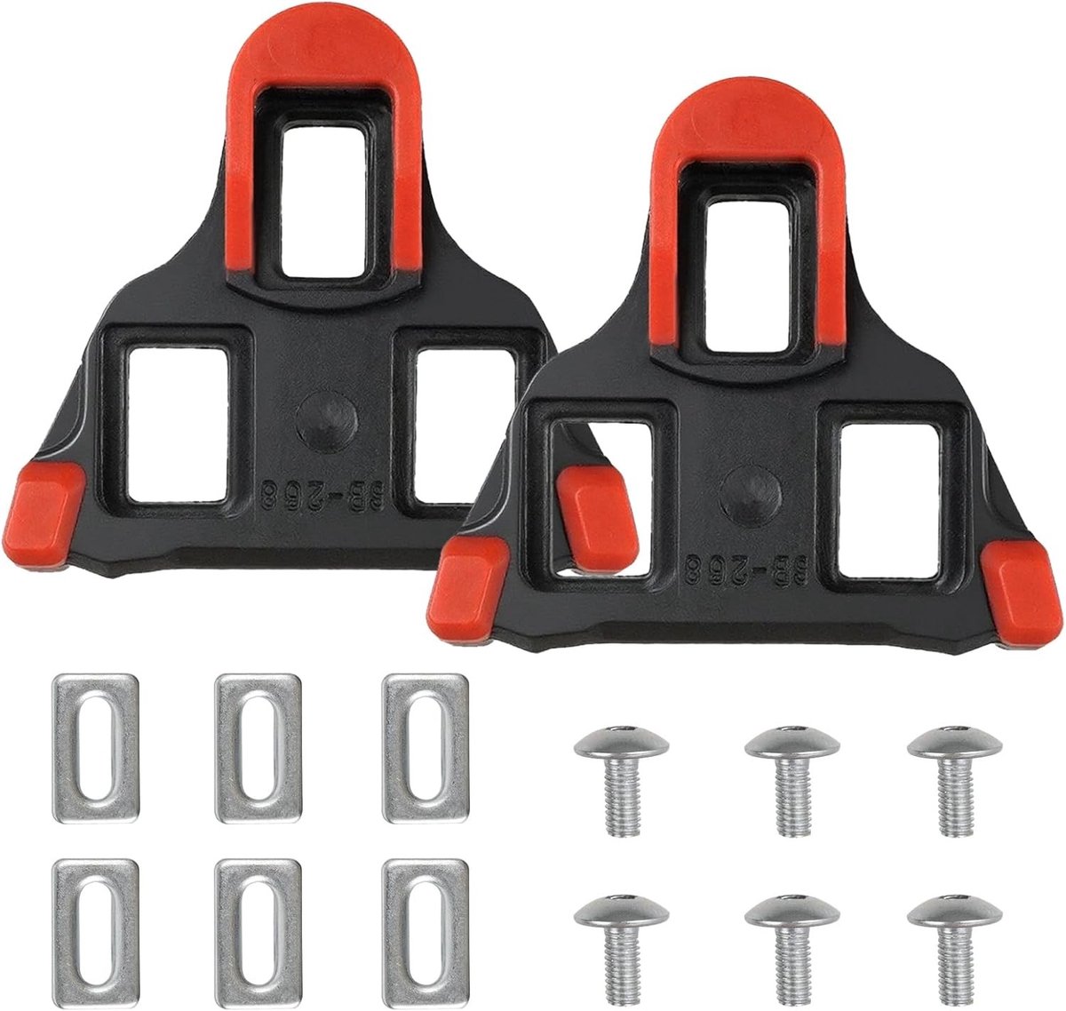 Vervangingsplaatjes voor SPD SL Fietspedalen - 2 Stuks, Compatibel met Fietsschoenen, Ideaal voor Wegfietsen en Prestaties, Duurzaam en Lichtgewicht (Zwart Rood)