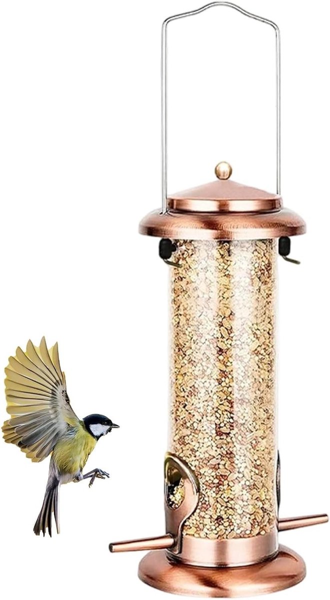 Vogelvoeder Koper - Vogelhuisje Voerbak - Wilde Vogels Voeren - Eekhoornbestendig Ontwerp - 275 x 142 x 136 cm - Koper