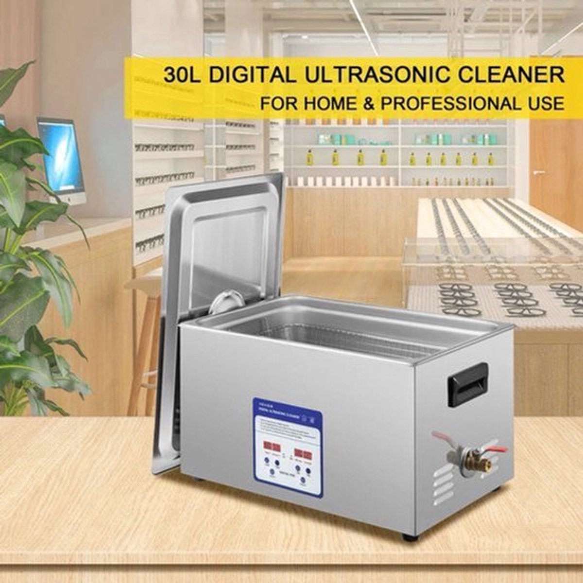 Ultrasoon reiniger - Draagbaar - Reinigingsapparaat voor Sieraden en Brillen - 316 RVS - Capaciteit 30L - Frequentie 40kHz - 220V - Zilver