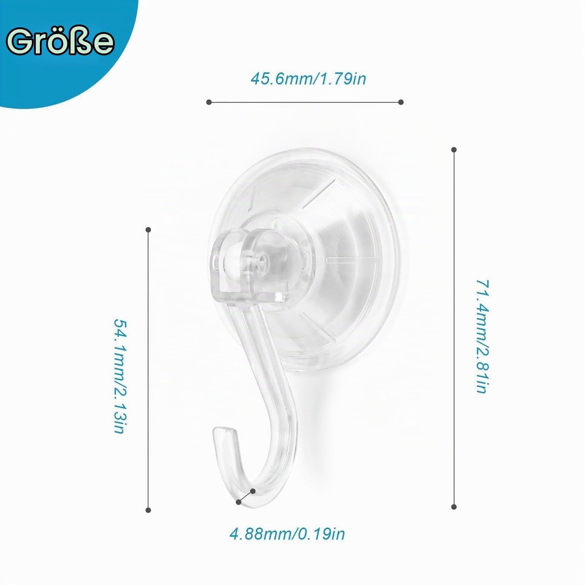 10 Stuks Transparante Zuignap Haken, 45mm, Tot 5kg Belastbaar
