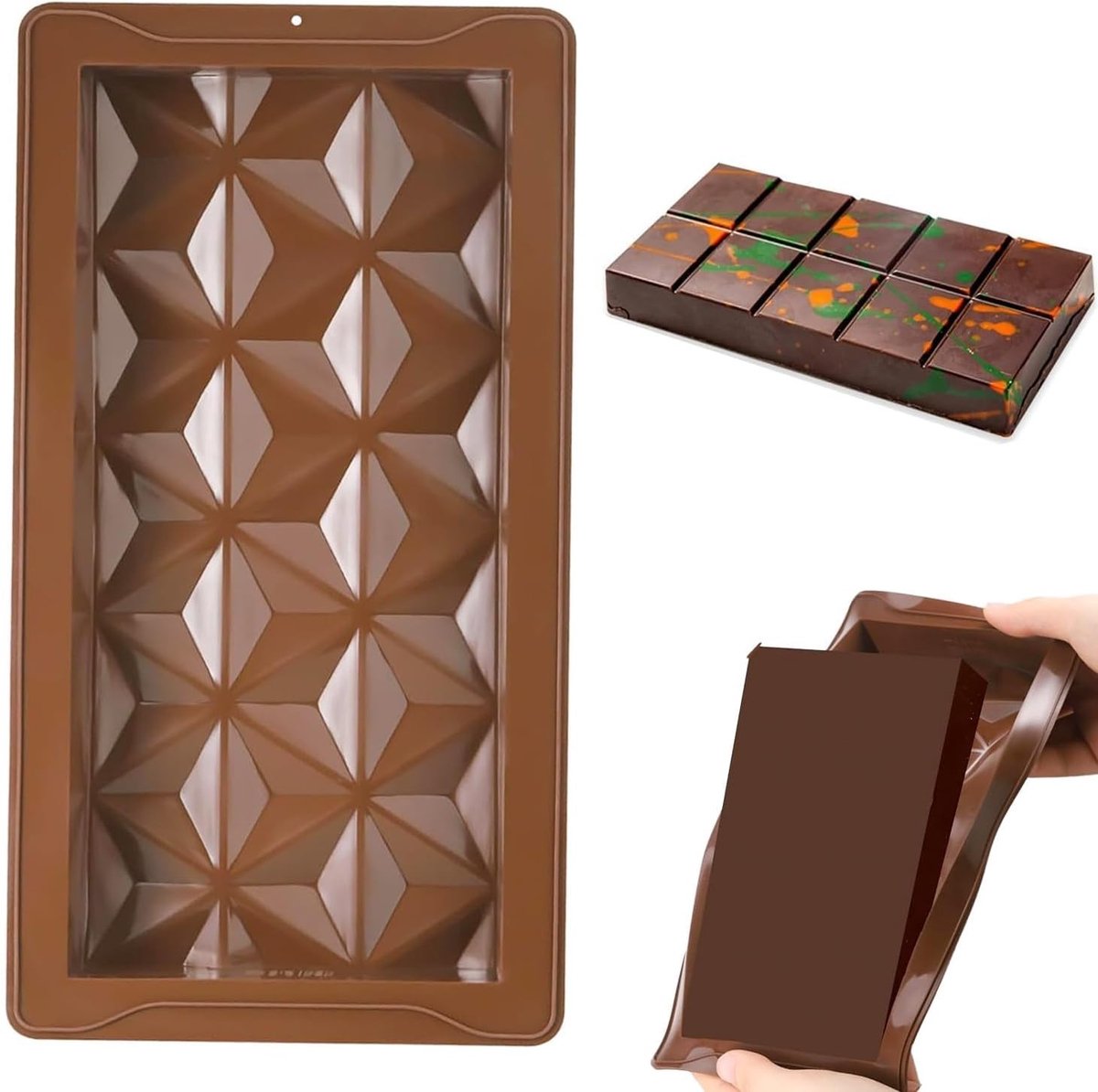 Diepe Silicoon Chocoladevormen voor DIY Bakken, Herbruikbare Mallen voor Chocolade, Snoep en IJsblokjes, Groot en Stevig