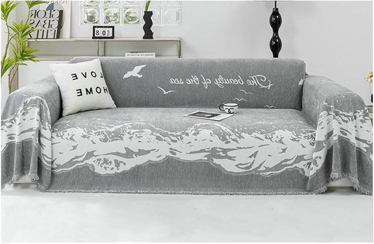 Bankovertrek Chenille - Zetelovertrek Bankdeken - Meubels Beschermen - Anti-haren Ontwerp - 180 x 180 cm - Grijs
