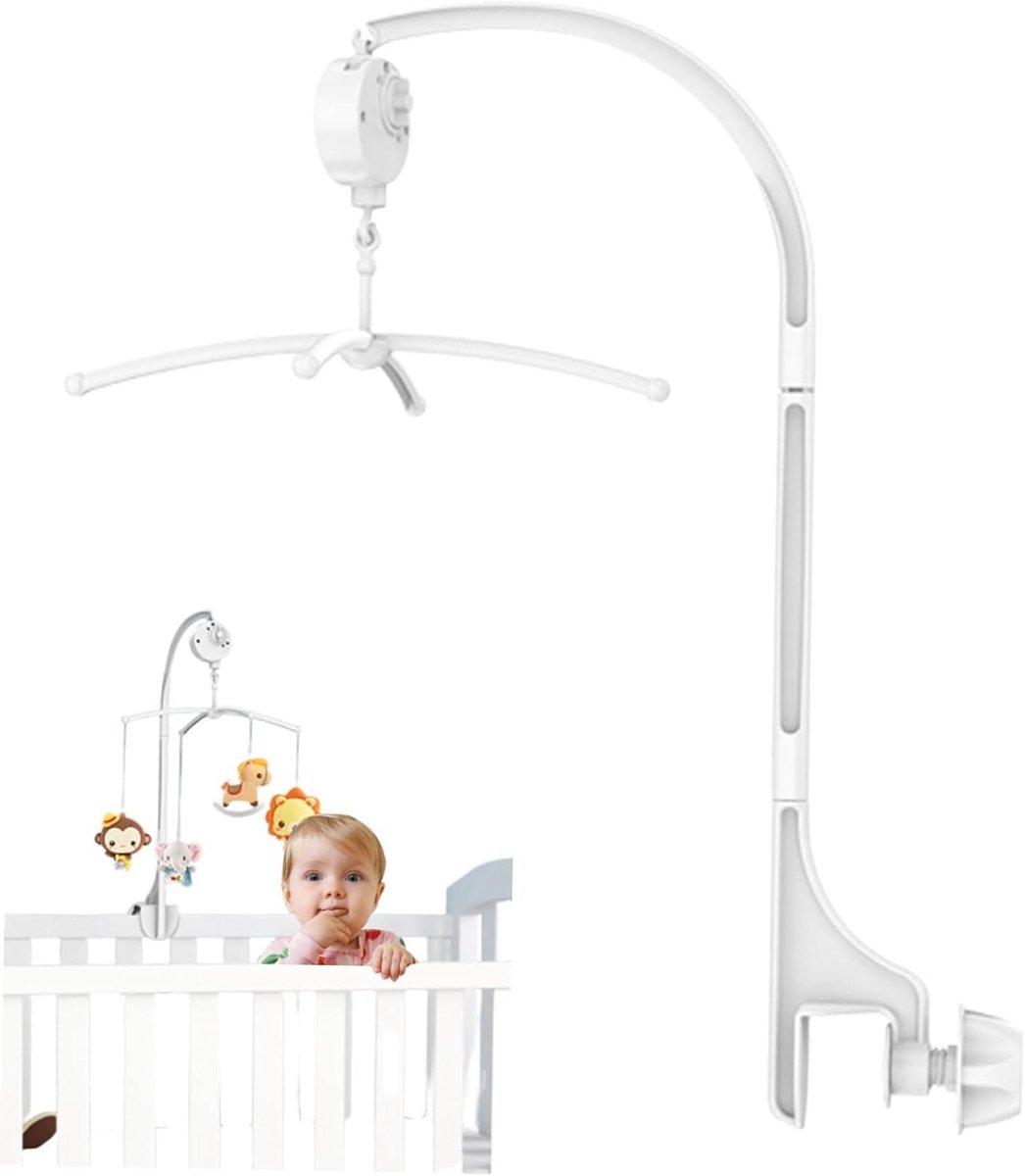 Baby Mobiel Arm - Wieg Mobiel Houder - Baby Entertainment - Mechanische Muziekdoos - 60 cm Hoogte - Wit