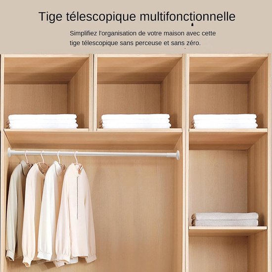 Telescopische Kledingstang - Droogstang Intrekbaar - Kleding Drogen - Verstelbare Lengte - 90-160 cm - Wit — afbeelding 2