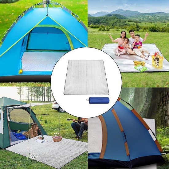 Campingmat Grondmat - Isolerende Slaapmat - Buiten Kamperen - Dubbelzijdig Aluminiumfolie - 200 x 150 cm - Zilver — afbeelding 3