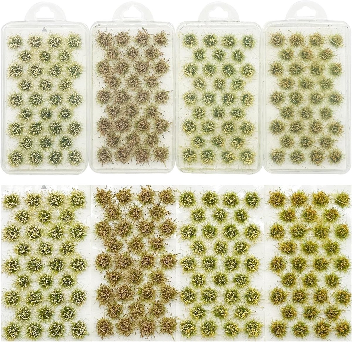 128PCS 4 Kleur Modelbomen, Gras, Lichen en Statisch Gras voor Modellandschappen en Spoorwegdecoratie
