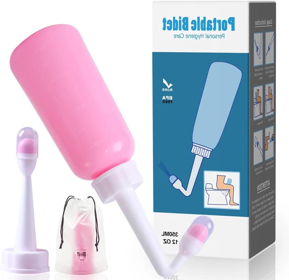 Postpartum Zorgfles - Reisbidet Draagbaar - Persoonlijke Hygiëne - Omgekeerd Ontwerp - 350ML - Roze