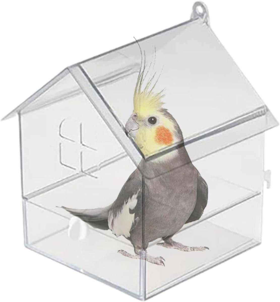 Vogelbad voor kooi - Vogelbadhuis Douche - Vogel reinigen - Eenvoudige montage - 19 cm hoog - Meerkleurig