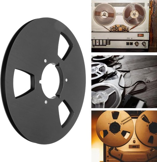 Lege take-up rol 1/4 10,5 inch met 3 gaten van aluminiumlegering voor bandrecorder, universele geluidsband reel, zwart — afbeelding 4