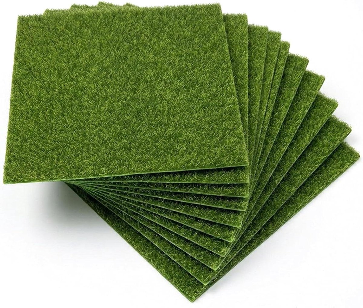 Kunstgras Matten - Miniatuur Gras - Modelbouw Decoratie - Realistische Textuur - 15 x 15 cm - Groen