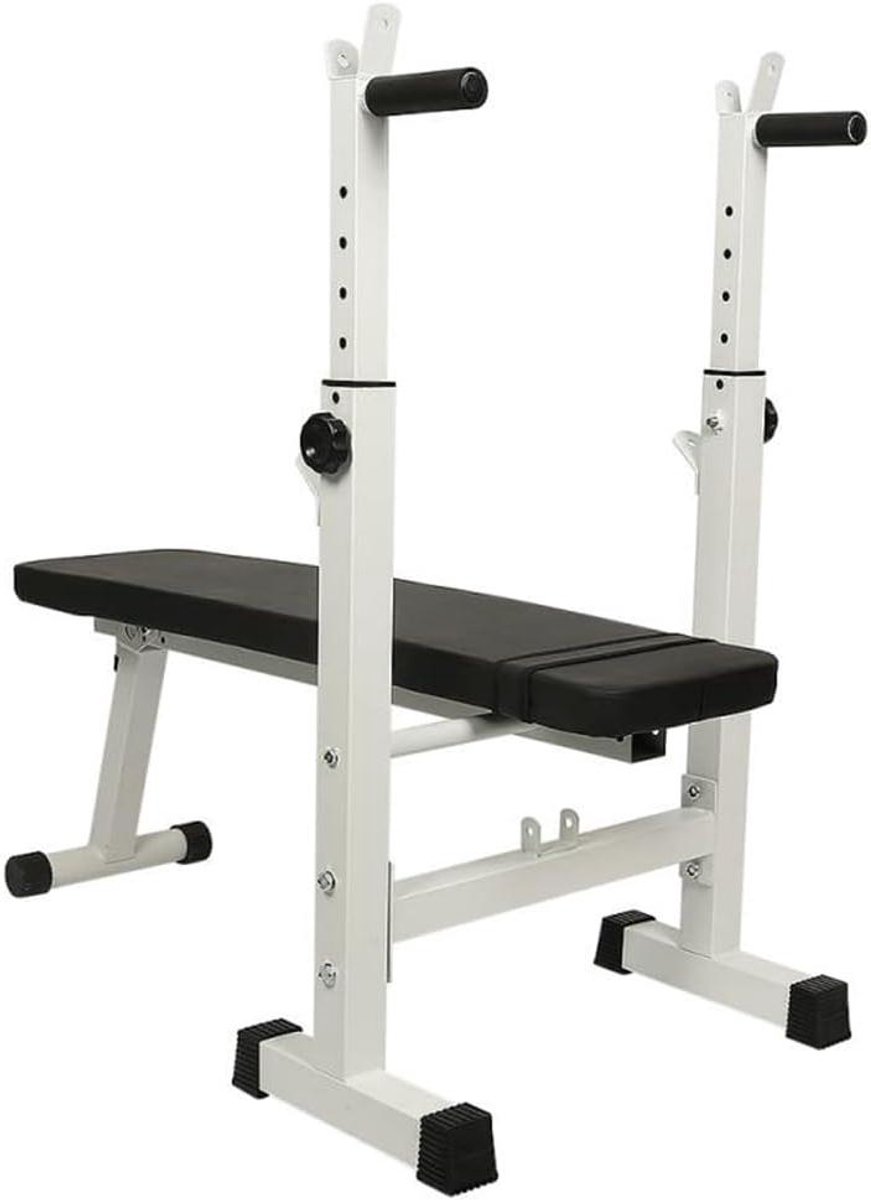 Gewichtheffen Bed - Fitness Bank - Thuis Trainen - Inclusief Dip Station - 150 kg Belastbaar - Wit