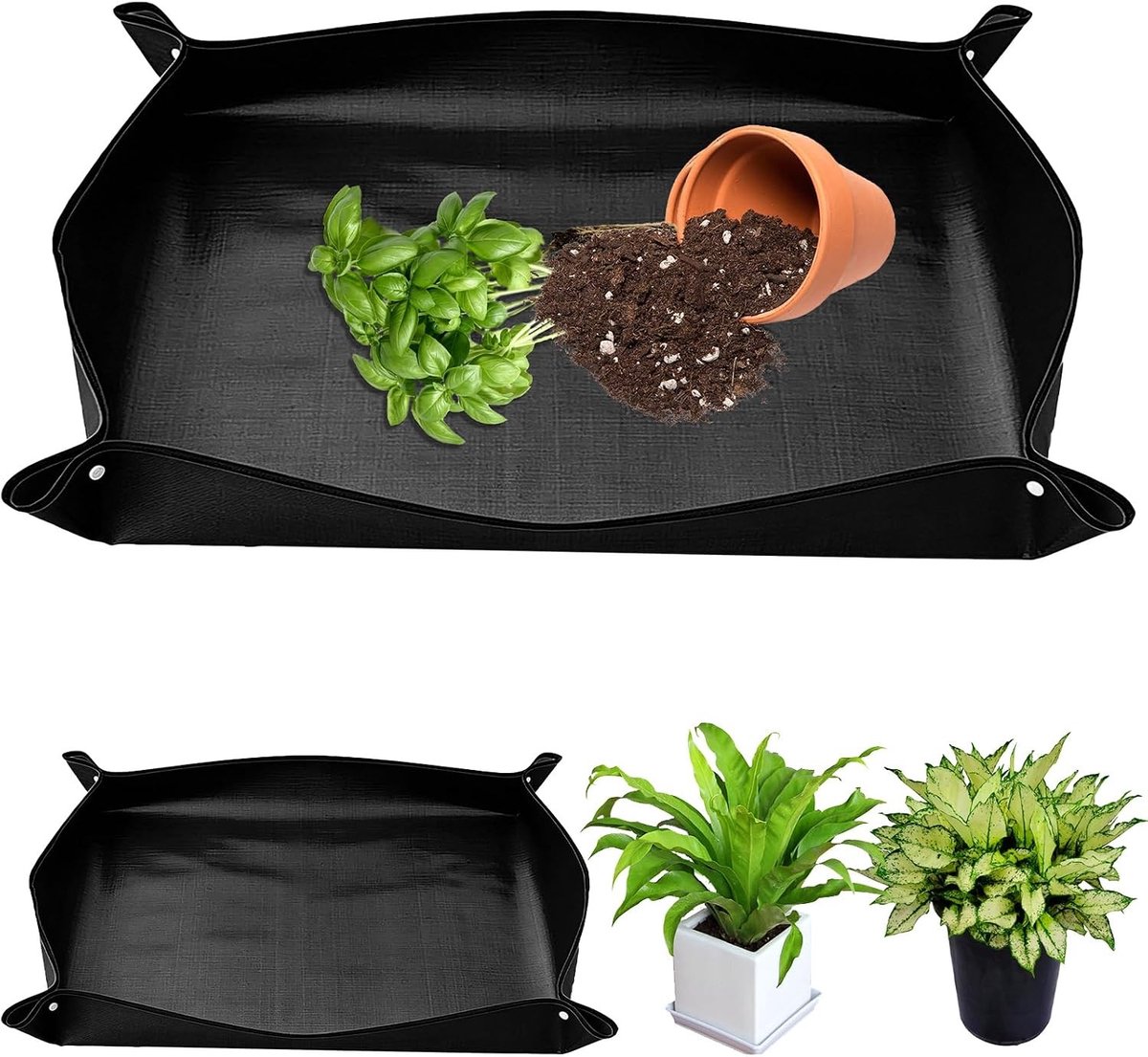 Waterdichte plantenmat 50 x 100 cm voor verpotten, kweken van zaailingen en snoeien, opvouwbare ompotmat en plantenonderlegger