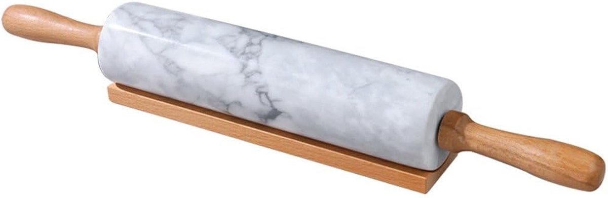 Marmeren deegroller - Bakgereedschap set - Bakken en decoreren - Met handige basis - 45 cm - Grijs