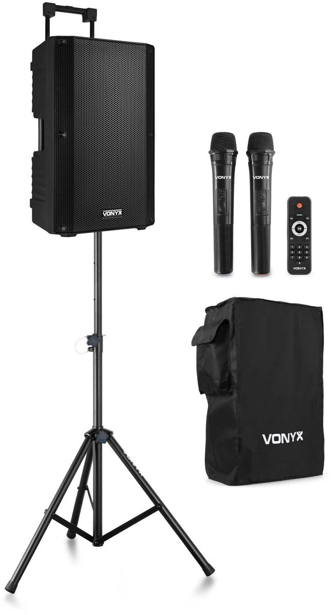 Vonyx VSA700 ABS 15 portable speaker met speakerbeschermhoes en statief - 1000W