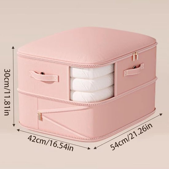 Zelfcomprimerende Opbergzak - Vacuüm Opberger Kleding - Ruimte Besparen - Dubbellaagse Compressie - 70% Volume Reductie - Roze — afbeelding 4