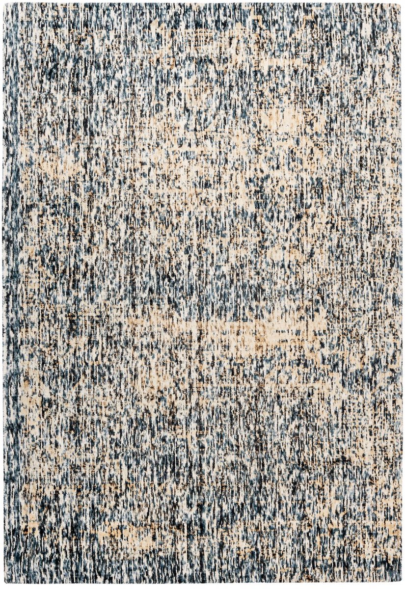 Padiro laagpolig vloerkleed 120 x 170 cm - blauw / beige - modern abstract design - geschikt voor vloerverwarming - van viscose