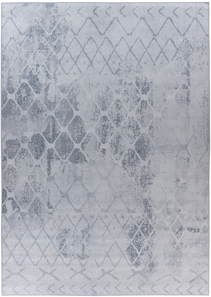 Padiro laagpolig vloerkleed 120 x 180 cm - grijs - vintage patroon - geschikt voor vloerverwarming - van polyester