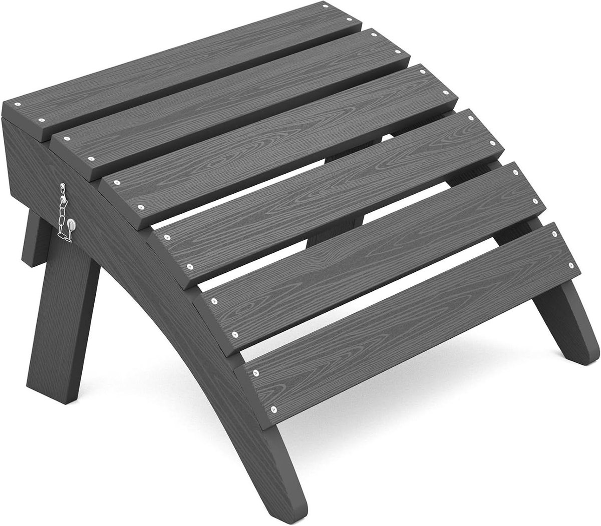 Opvouwbare Adirondack Ottoman - Voetenbank Poef - Buiten Ontspannen - Onderhoudsvrij Ontwerp - 49 x 41.5 x 34 cm - Grijs
