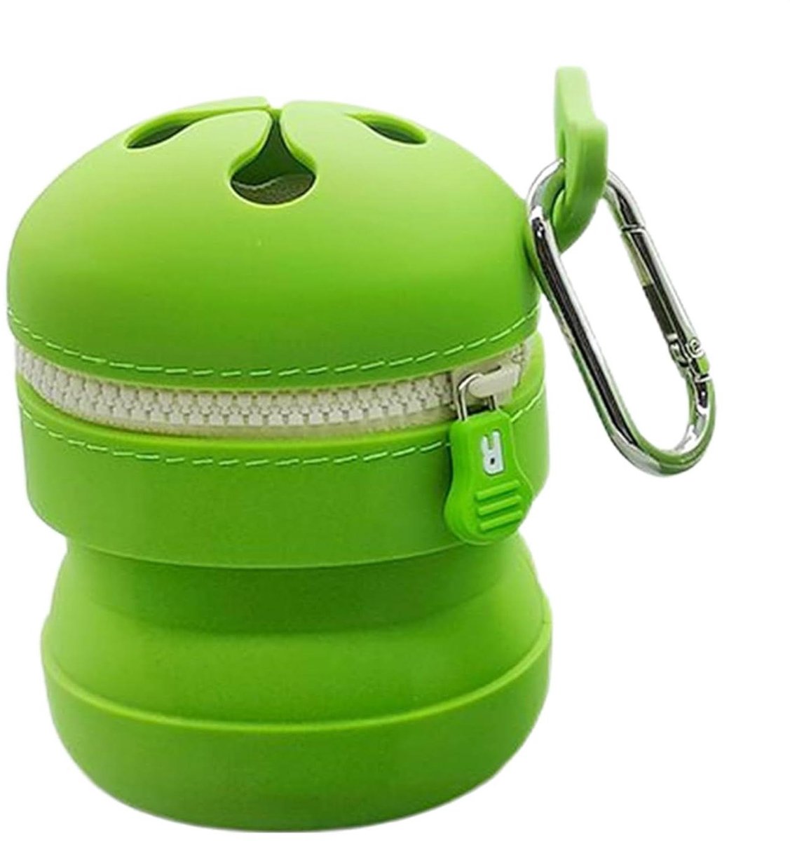 Afvalemmer Siliconen - Opvouwbare Container - Outdoor Activiteiten - Met Karabijnhaak - 73 x 7 x 64 cm - Groen