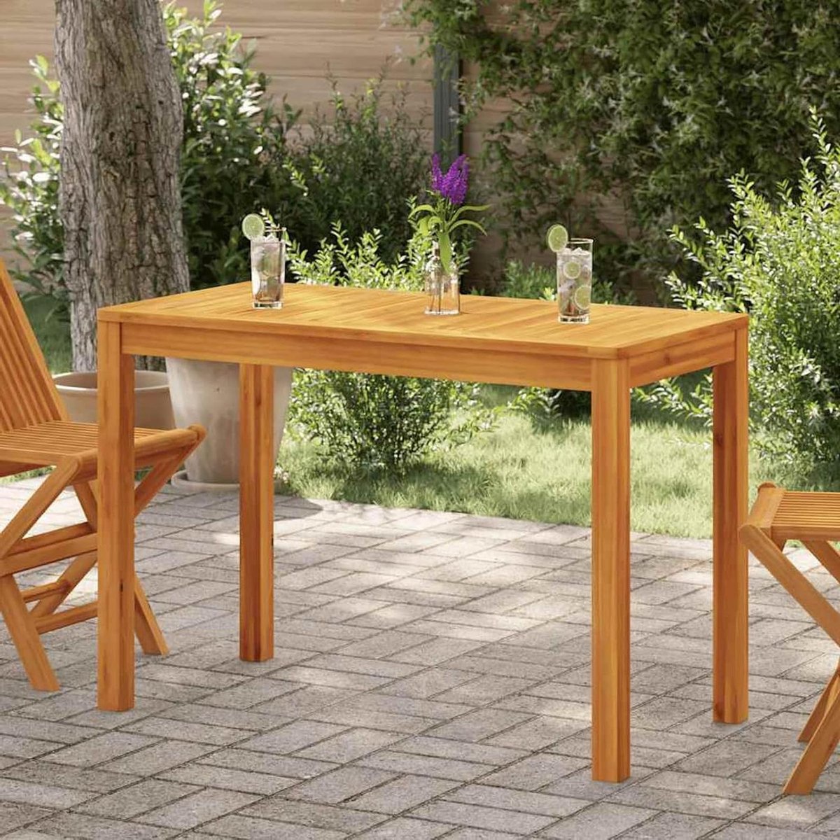 Tuineettafel - Houten tafel - Buiten dineren - Massief acaciahout - 110 cm - Natuurlijk