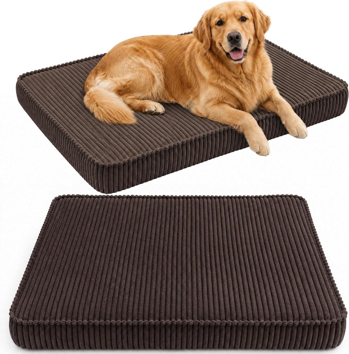 Hondenbed met hoes - Hondenmat Hondenkussen - Rusten en slapen - Antislip onderkant - 120 x 80 cm - Chocoladebruin