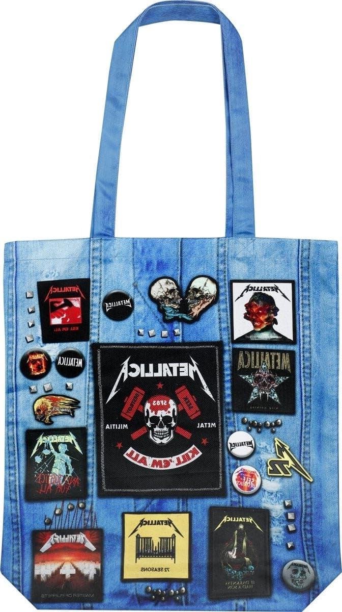 Canvas Tote Bag - Fabric Bag - Dagelijkse Boodschappen - Gedrukt met Band Artwork - 40 x 40cm - Zwart