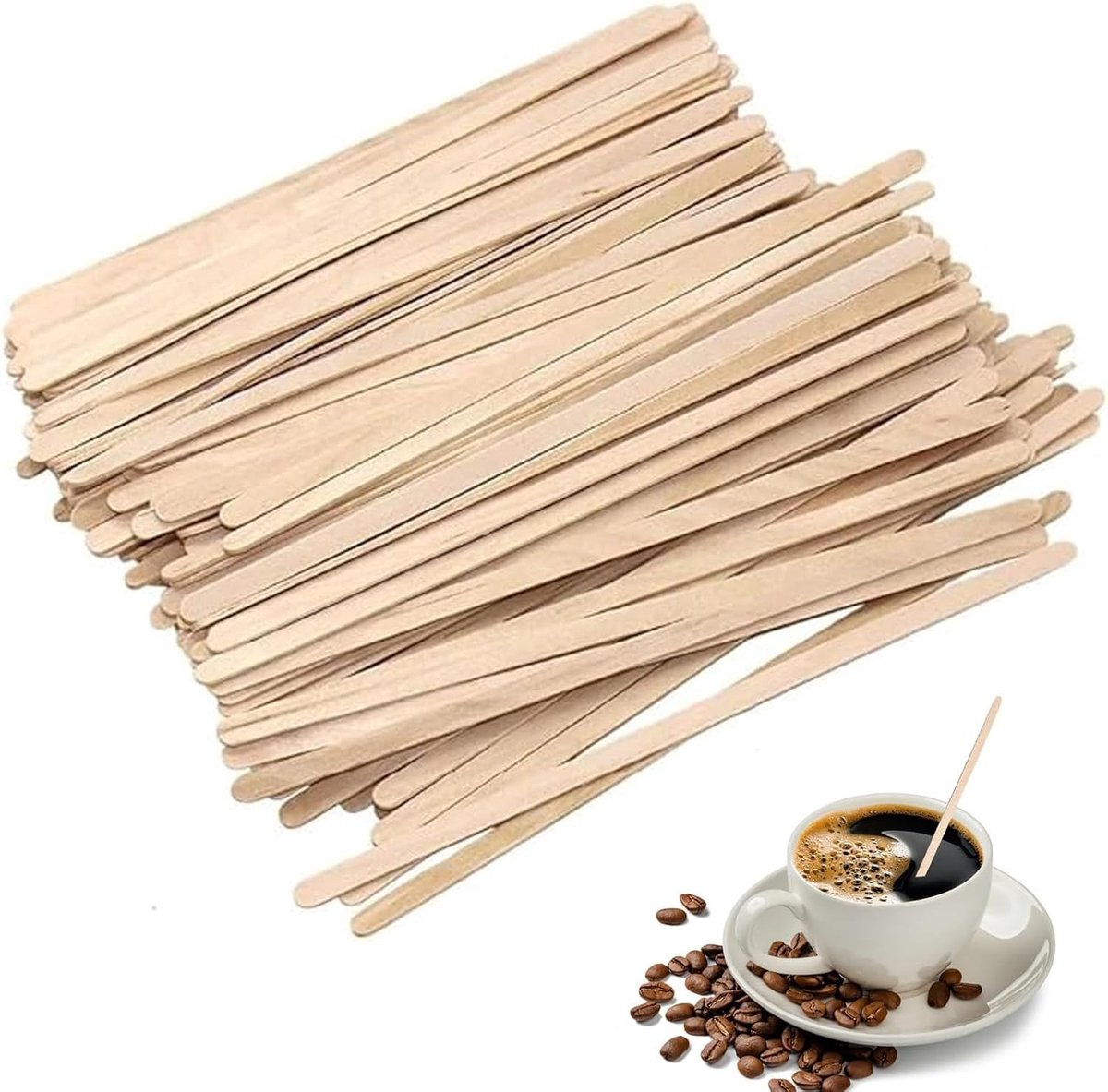 Houten Roerstaafjes voor Koffie en Dranken - Ideaal voor Thuis en Koffiehuizen, Set van 100 Stuks