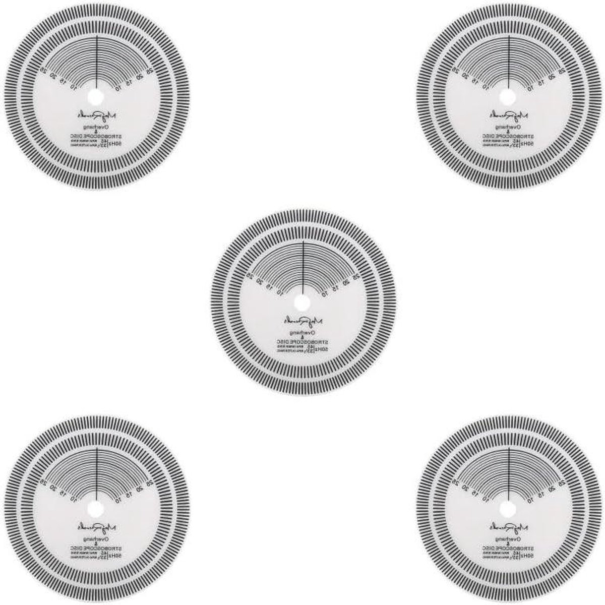 Draaitafel Stroboscoop Schijf - Snelheidstest Tool - Precisie Afstellen - Set van 5 - Standaard Formaat - Zwart