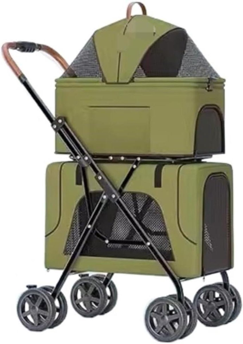 Huisdier Kinderwagen - Dierenwagen Buggy - Reizen Met Huisdier - 4-in-1 Multifunctioneel - 20 KG Draagvermogen - Groen