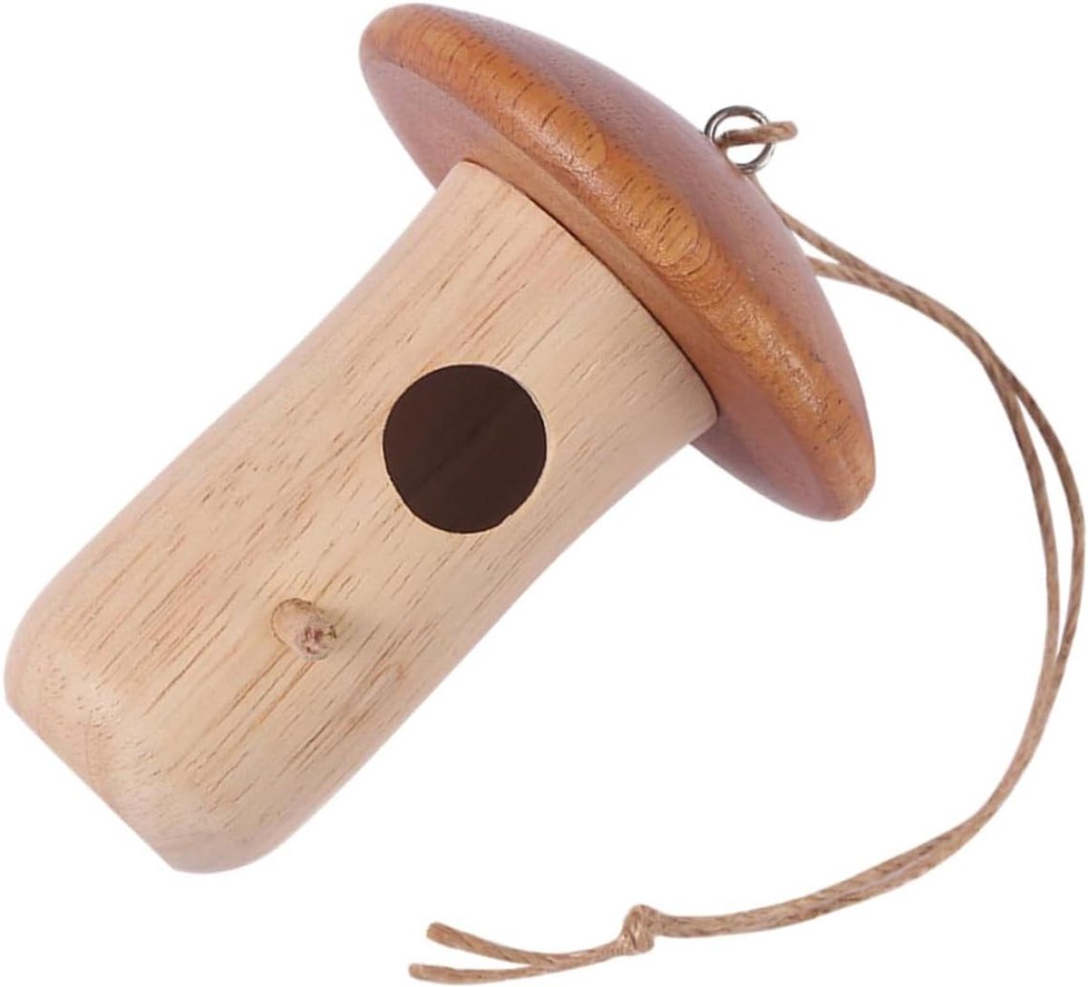 Houten Vogelhuisje - Vogelvoeder Paddenstoel - Vogels Voeren - Nieuwigheidsvorm - 13.50 x 6.00 cm - Houtkleur