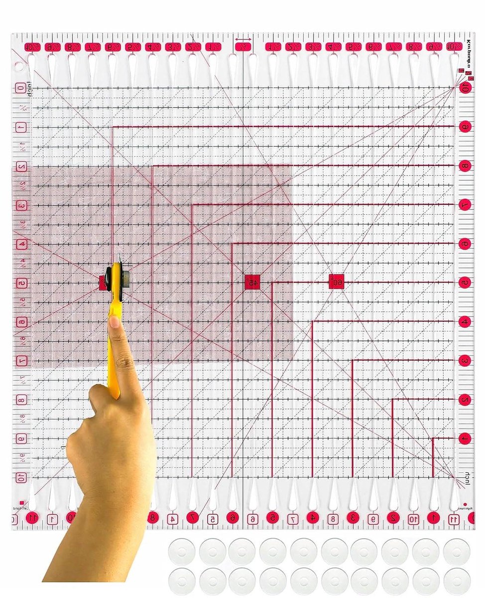 Quiltliniaal - Quiltingmal Naaigereedschap - Stof Snijden - Nauwkeurige Metingen - 292 x 265 cm - Roze