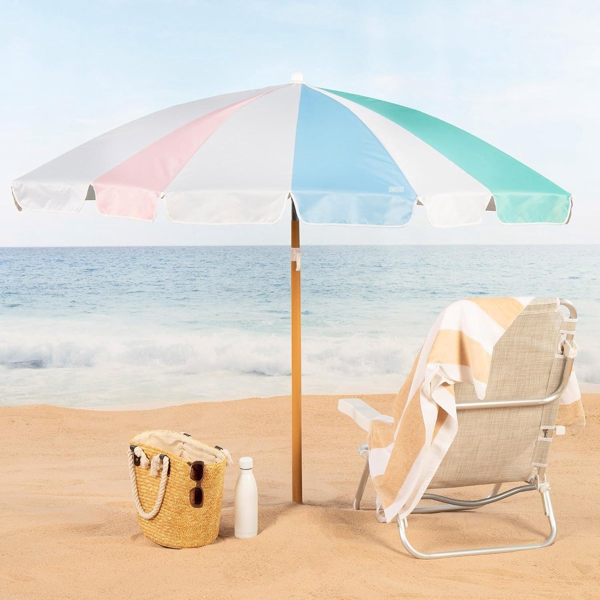 Strandparasol met draagtas - Regenboog - 200 cm - Glasvezel en Staal - Kantelbare Parasols voor Buiten