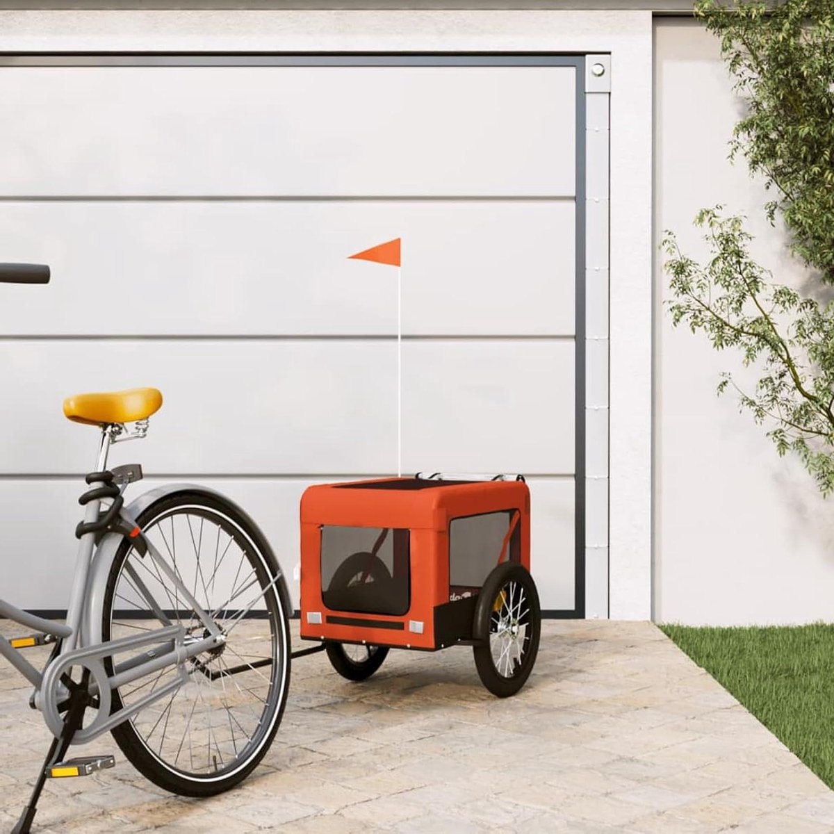 Hondenfietskar - Hondentrailer - Veilig Vervoeren - Met PVC Dak - 77 x 54.5 x 11 cm - Zwart