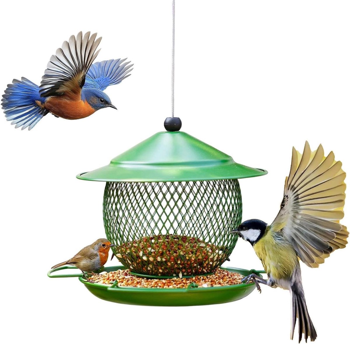 Vogelvoederhuisje Buiten - Vogel voederstation - Vogels voeren - Morsbestendig ontwerp - 19 cm hoog - Zwart