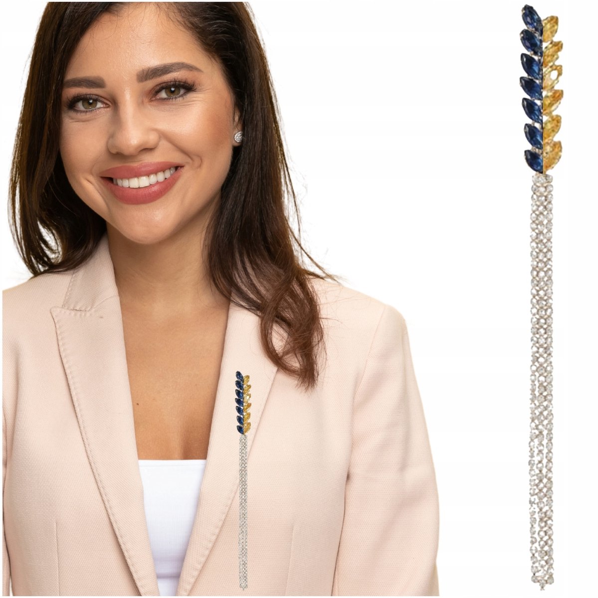 Gouden Tarweaar Brosch met Zirkonia - Elegante Dames Speld