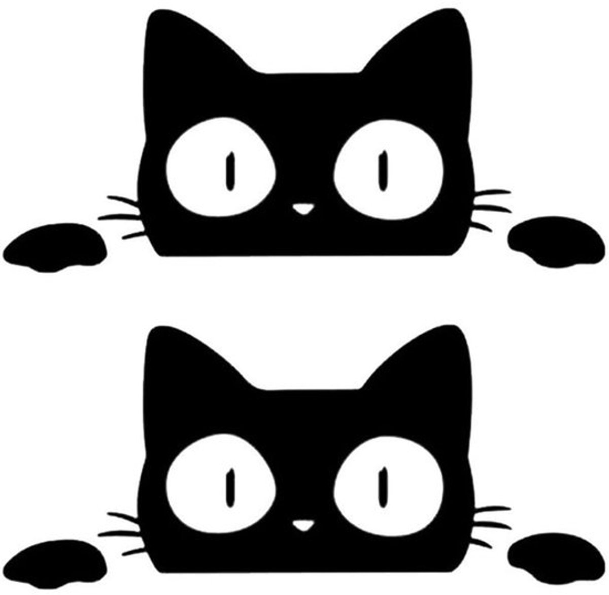 Kattenstickers - 2 Stuks - Grappige Autostickers - Decoratieve Stickers - Waterdichte PVC - Uniek Kattendesign - Eenvoudig te Verwijderen