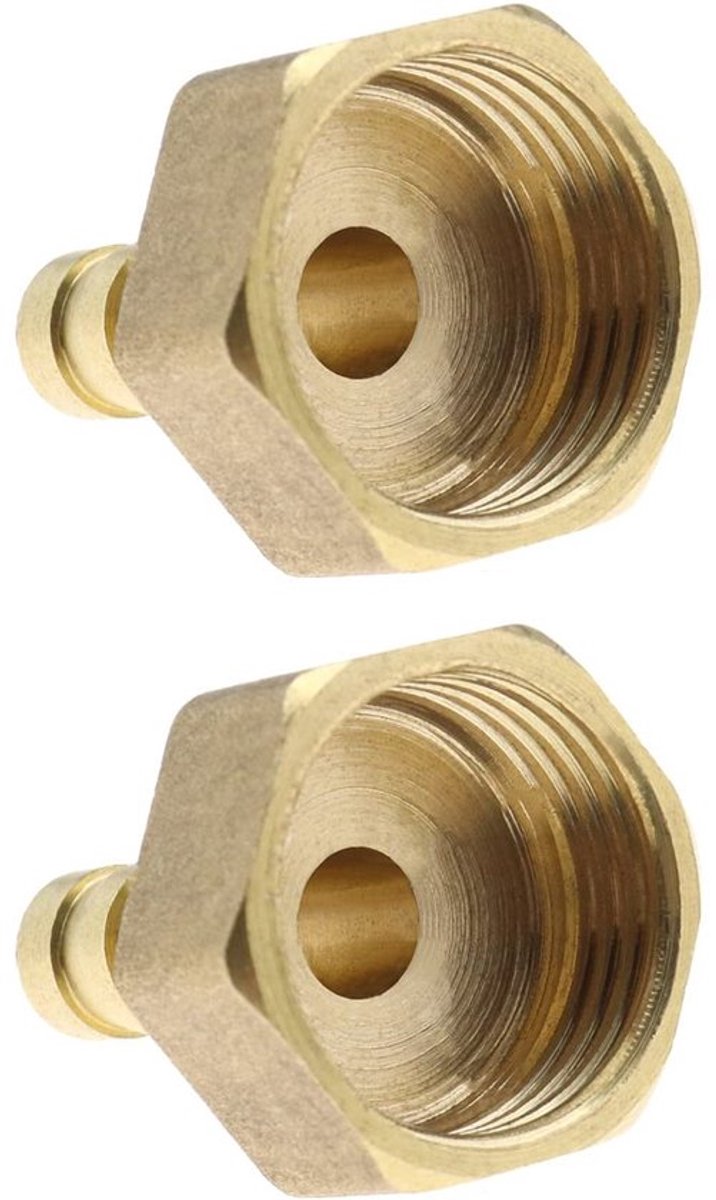 Fitting 2 Stuks - 1/2 Inch BSP Binnendraad - 8 mm Barb Slang - Koppelingen - Massief Koper - Hoge Temperatuur Weerstand - Slangkoppeling