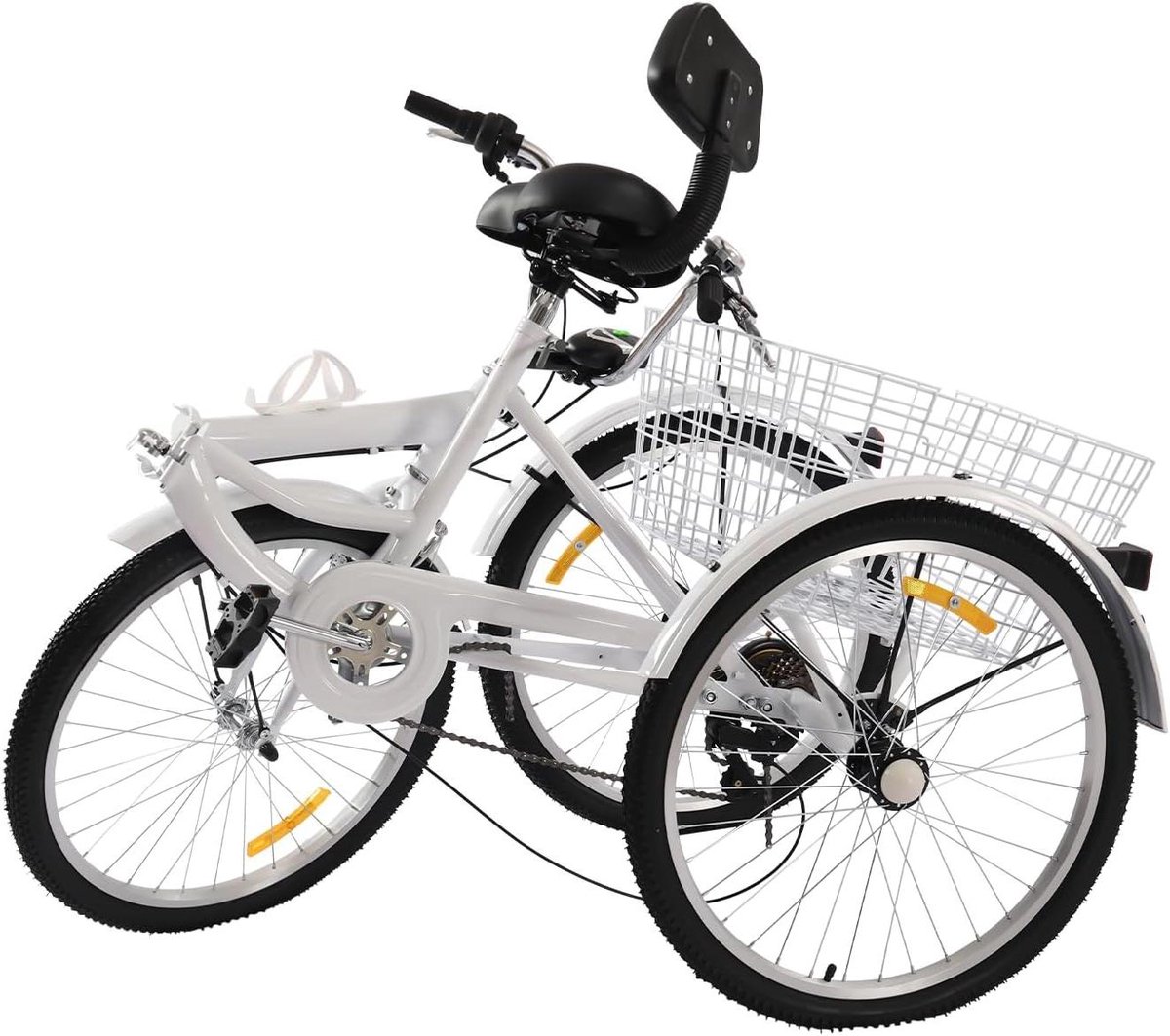 Volwassen Driewieler - Driewieler Fiets - Boodschappen Doen - Opvouwbaar Ontwerp - 24 Inch Wielen - Wit