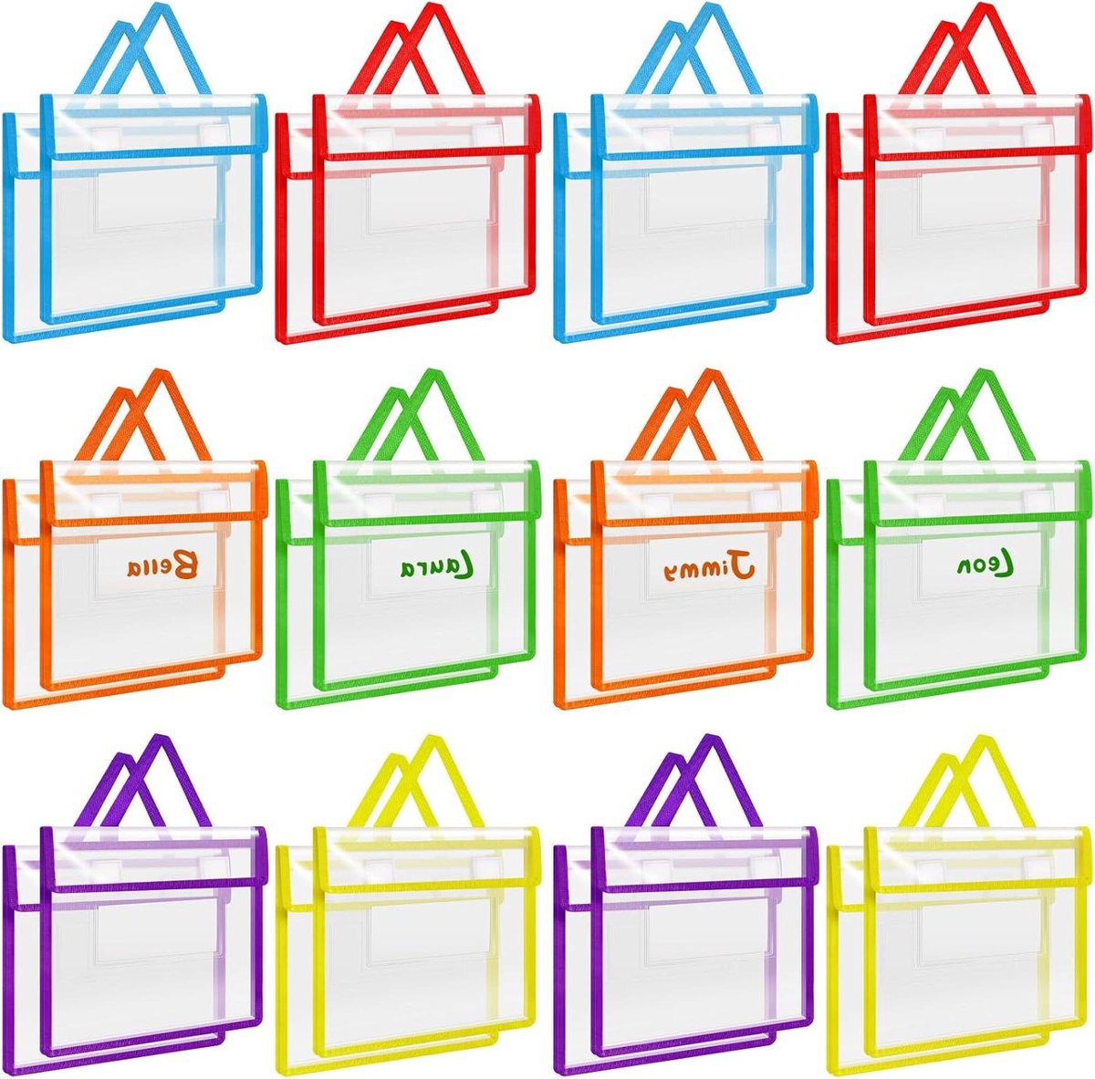 Transparante Boekentas - Boekenzak Organizer - School Organisatie - Inclusief Naamkaartjes - 35 x 27 cm - Meerkleurig