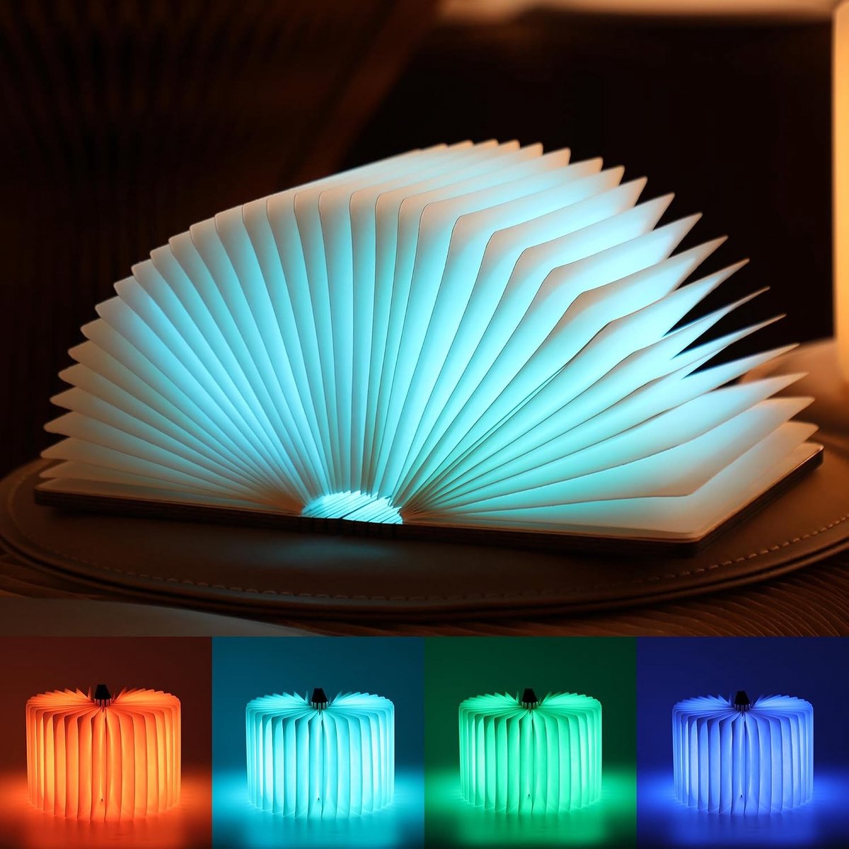 Leeslampje voor boek - Walnoot - Oplaadbaar magnetisch opvouwbaar LED-licht - Draagbaar en met afstandsbediening — cadeau in Gadgets - foto 5