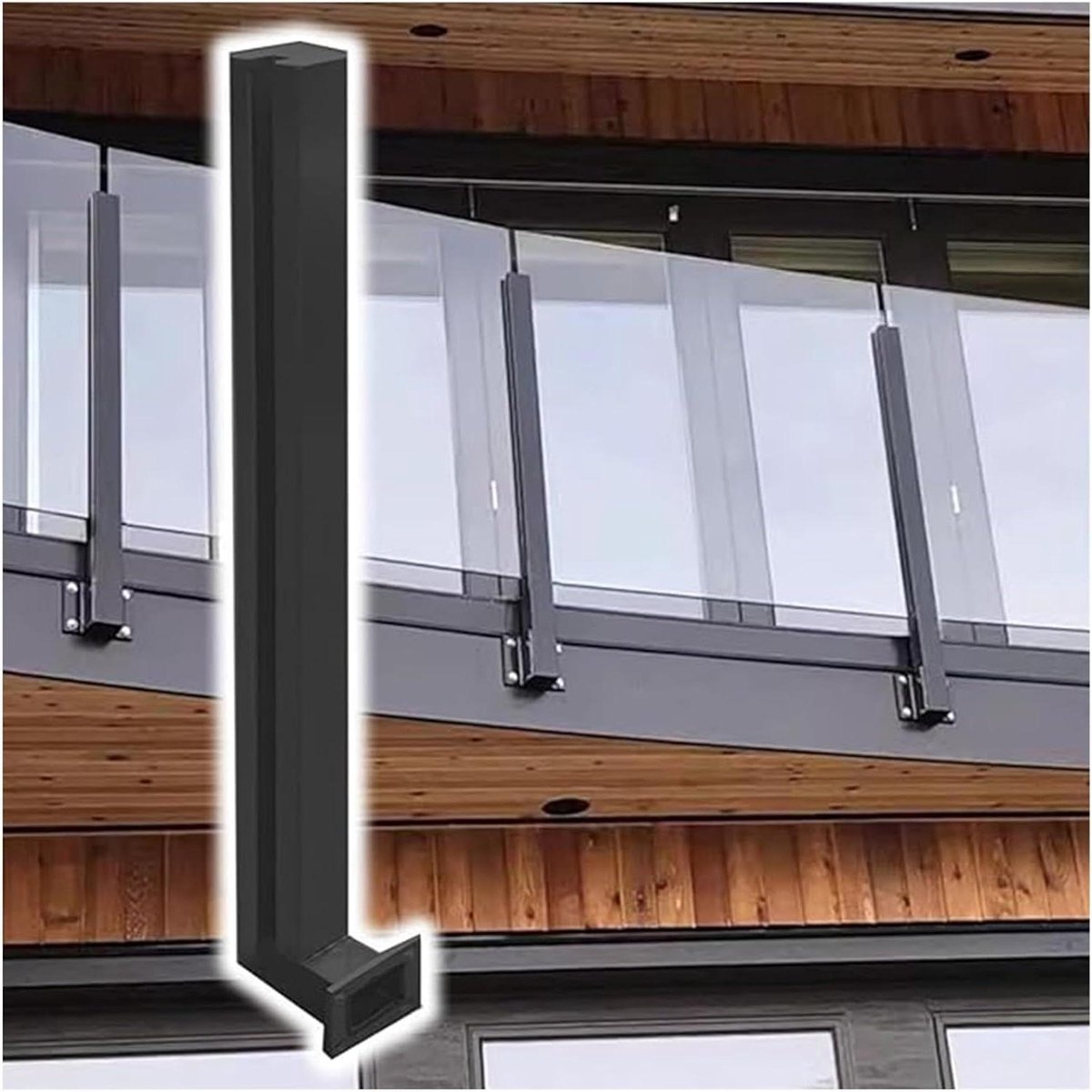 Glazen Balustrade Palen - Leuningpalen RVS - Terras Afzetten - Zijdelingse Montage - 81-107 cm - Zwart