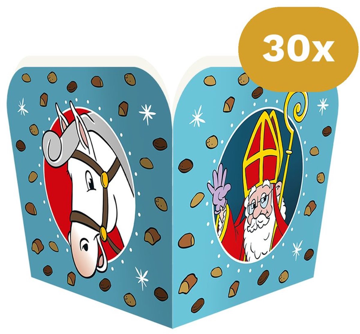30x Sinterklaas Snackboxes 7x7x7cm - Traktatie Doosjes Sint & Paard - Uitdeel Cadeaudoosjes